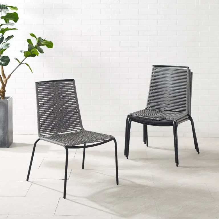 Fenton Gray Wicker Stackable Patio Chairs, Set of 4