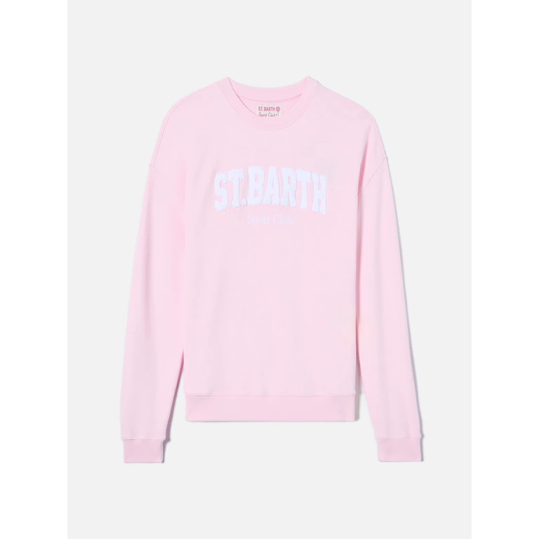Mc2 Saint Barth Pink Stardust Sweatshirt With Raised Terry-Effect Logo And Sport Club Embroidery - Women