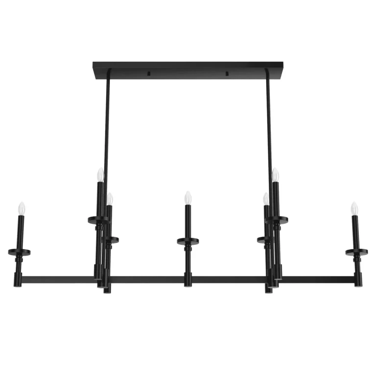Matte Black Seven Light Linear Chandelier from the Briargrove Collection