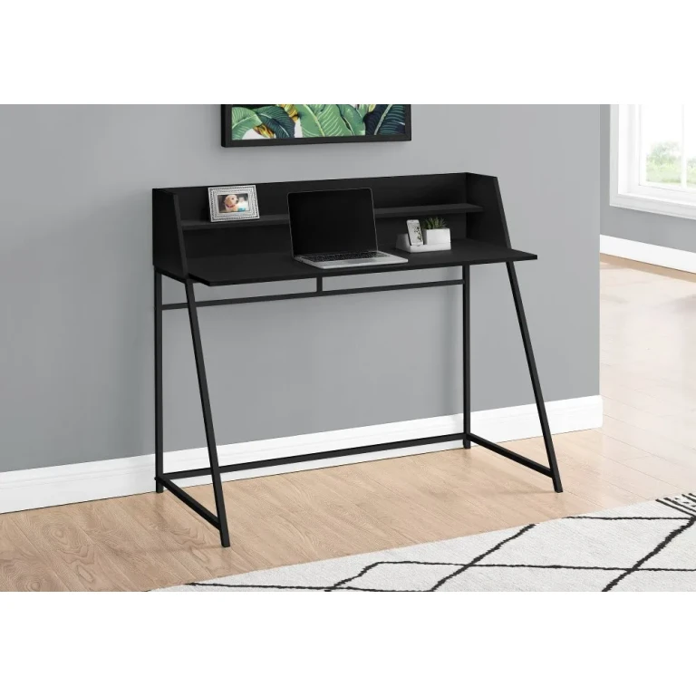 Mid-Century Modern 48" Black Computer Desk