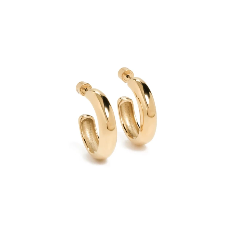 JENNY BIRD Medium Staple Hoops High Polish Gold One Size