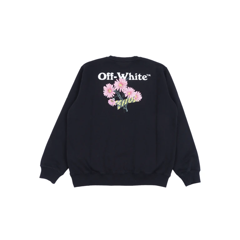Off-White DAISY TAPE CREWNECK Black Cotton Sweatshirt