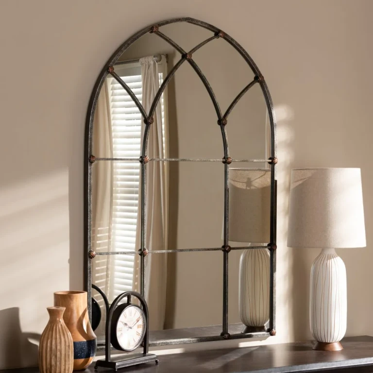 Vintage Antique Silver Arched Accent Wall Mirror - Grover