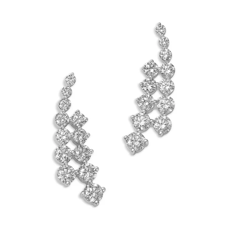 Diamond Ear Climbers in 14K White Gold, 0.91 tcw