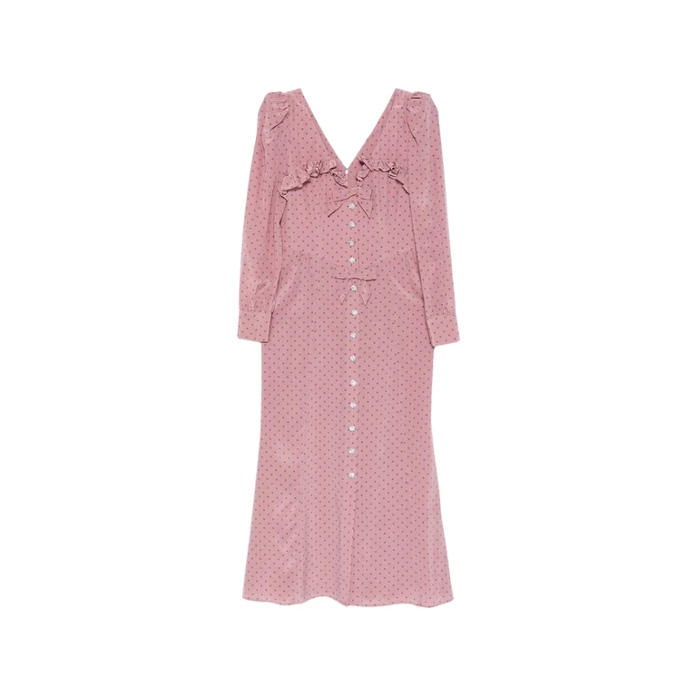 ALESSANDRA RICH Polka Dot Midi Dress with Ruffles Female 40