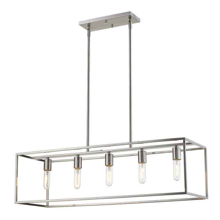 Satin Nickel Five Light Island Pendant from the Cobar Collection