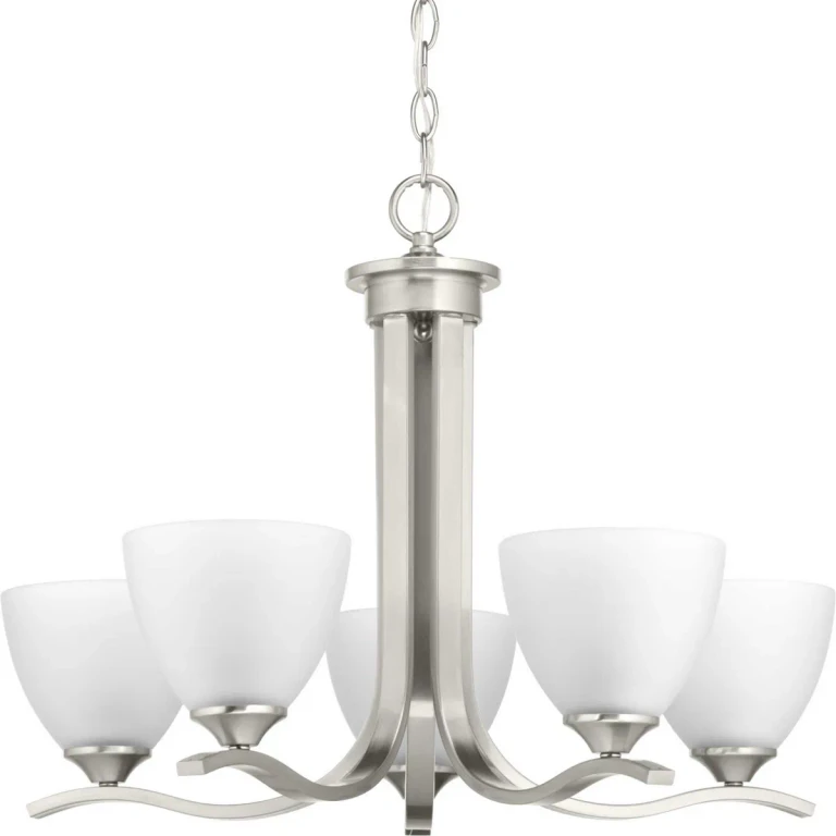 Brushed Nickel Five Light Chandelier from the Laird Collection
