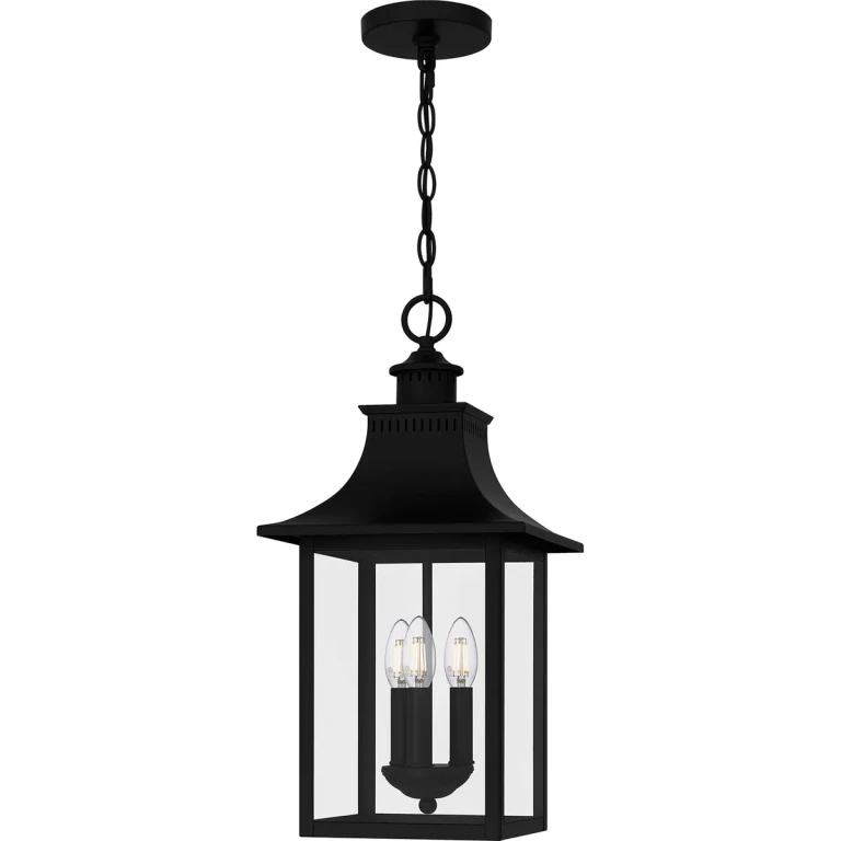 Mystic Black Three Light Outdoor Hanging Lantern from the Chancellor Collection