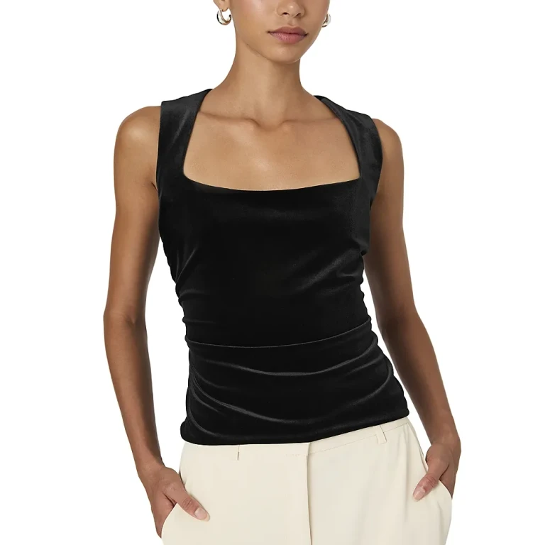 French Connection Stretch Velvet Corset Top