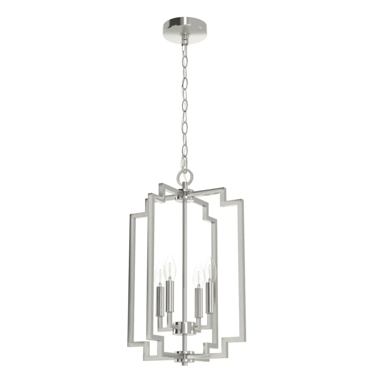 Brushed Nickel Four Light Pendant from the Zoanne Collection