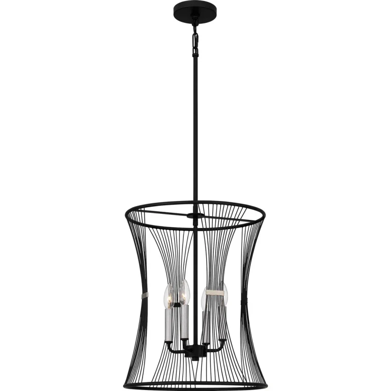 Matte Black Four Light Pendant from the Leiland Collection