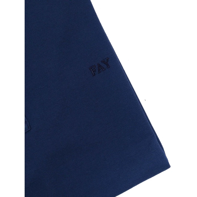 Fay PIQUET POLO Blue Cotton Elastane Shirt - Men