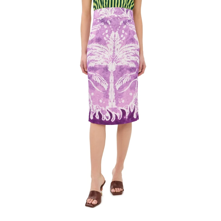 Stella Jean Printed Pencil Skirt Purple Palm And Nature 40