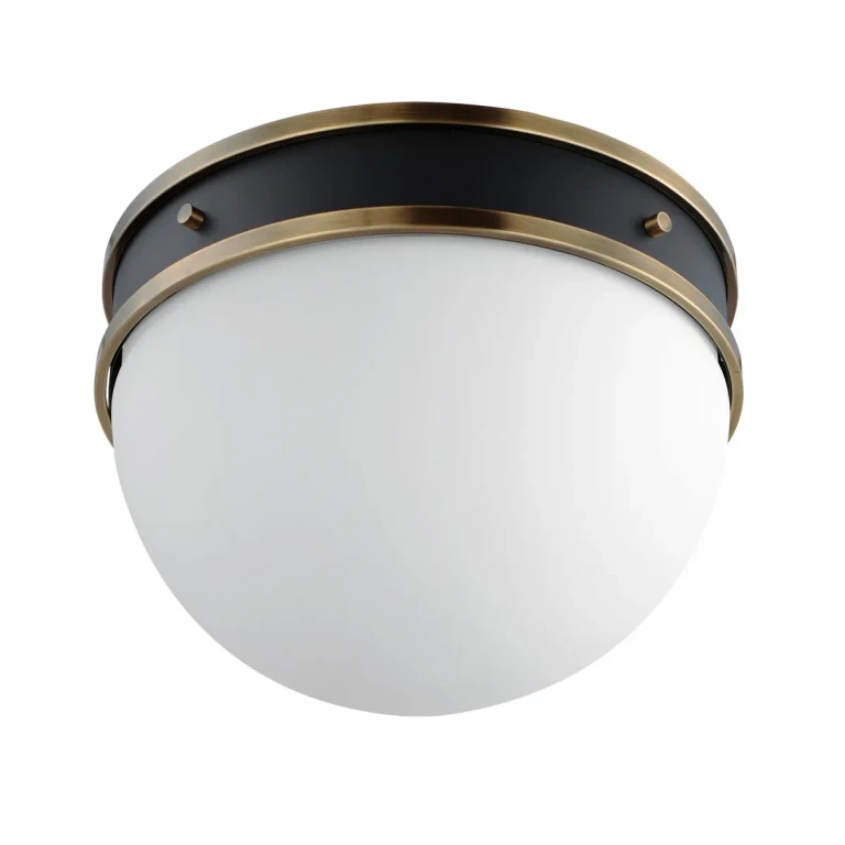 Black Weathered Brass One Light Flush Mount from the Duke Collection
