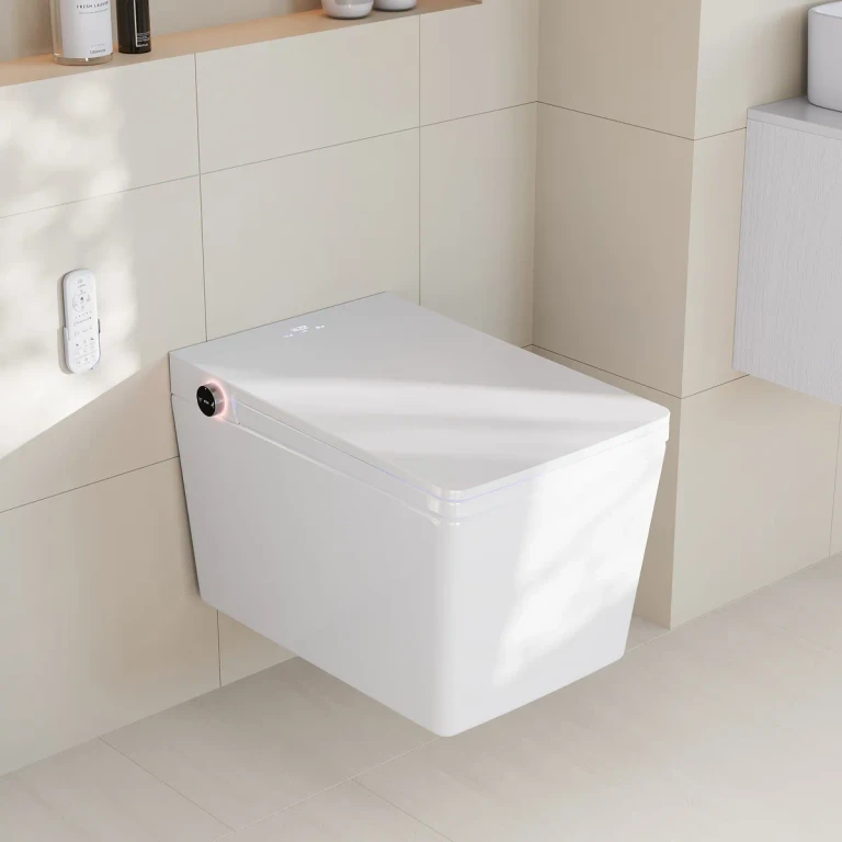 Elongated One-Piece Smart Toilet Wall-Mounted 1.32 GPF Automatic Toilet and Bidet with Auto Open/Close Lid