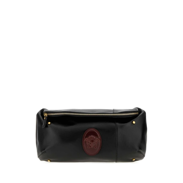 Versace Black Nappa Leather Lou Belt Bag Blackrosewood Marsupi - Men