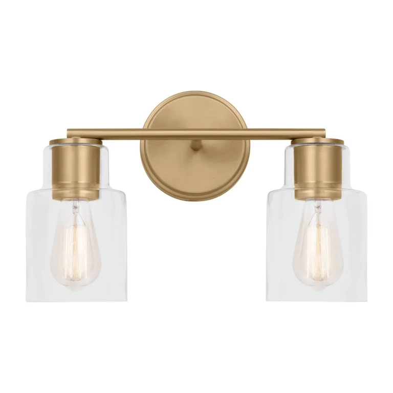 Satin Brass Two Light Bath from the Sayward Collection