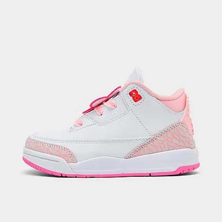 Girls' Toddler Air Retro 3 Basketball Shoes in Pearl Pink/Hyper Orange/Pink Bloom Size: 4.0