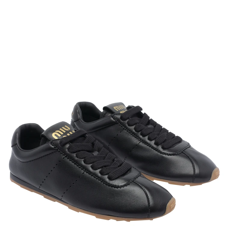 Miu Miu Miu Sneakers Black Calf Leather/rubber Sole - Women