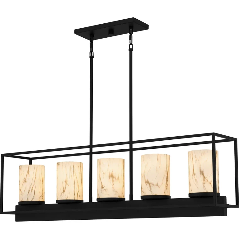 Matte Black Five Light Linear Chandelier from the Bentley Collection