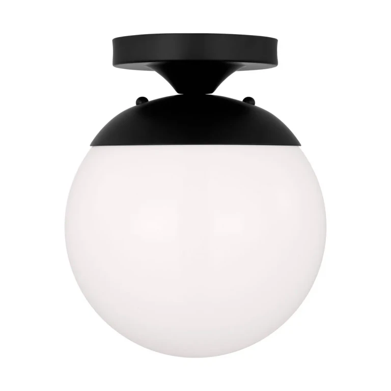 Midnight Black Wall Semi-Flush Mount from the Leo - Hanging Globe Collection