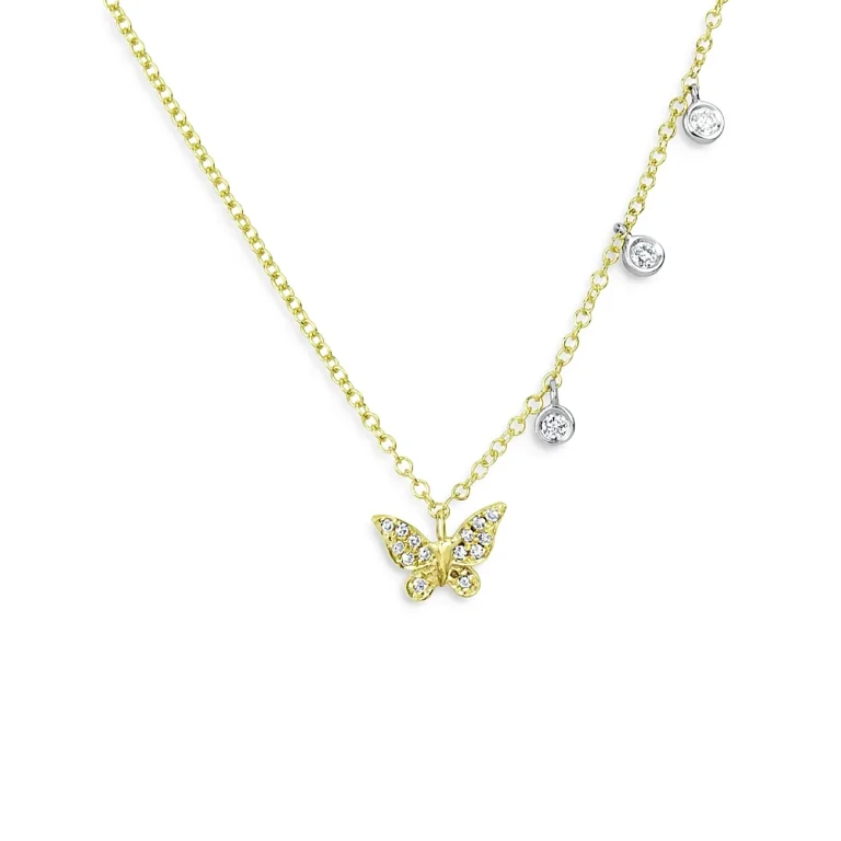 Meira T 14K Yellow & White Gold Diamond Butterfly Necklace, 18