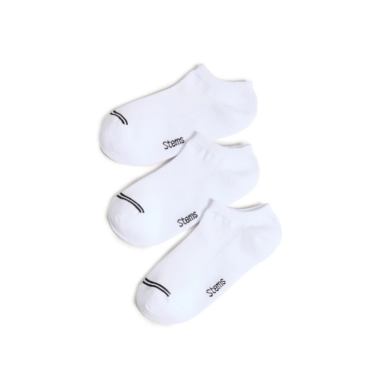 Stems Three Pack Training No Show Socks White X 3 One Size