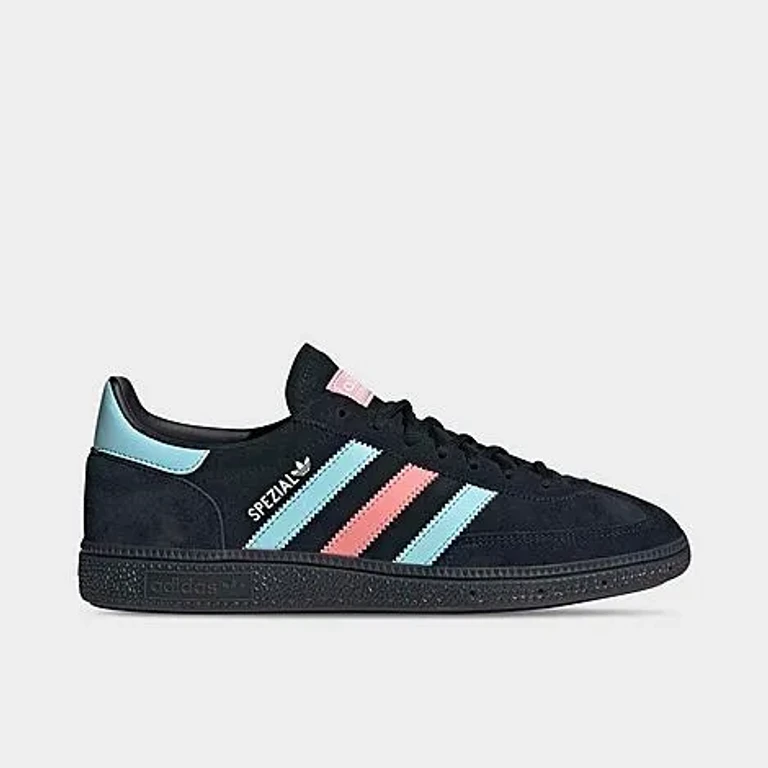 adidas Men's Originals Belgium Handball Spezial Casual Shoes in Black/Frozen Blue/Super Pop Size: 7.5