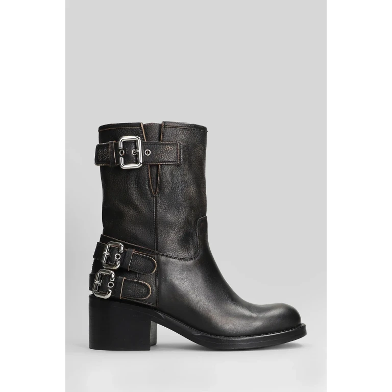 Chloé Dakota Low Heels Boots In Black Leather