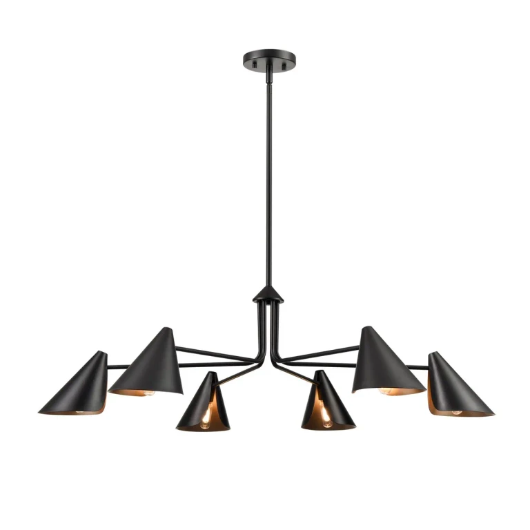 Matte Black Six Light Chandelier from the Warhol Collection