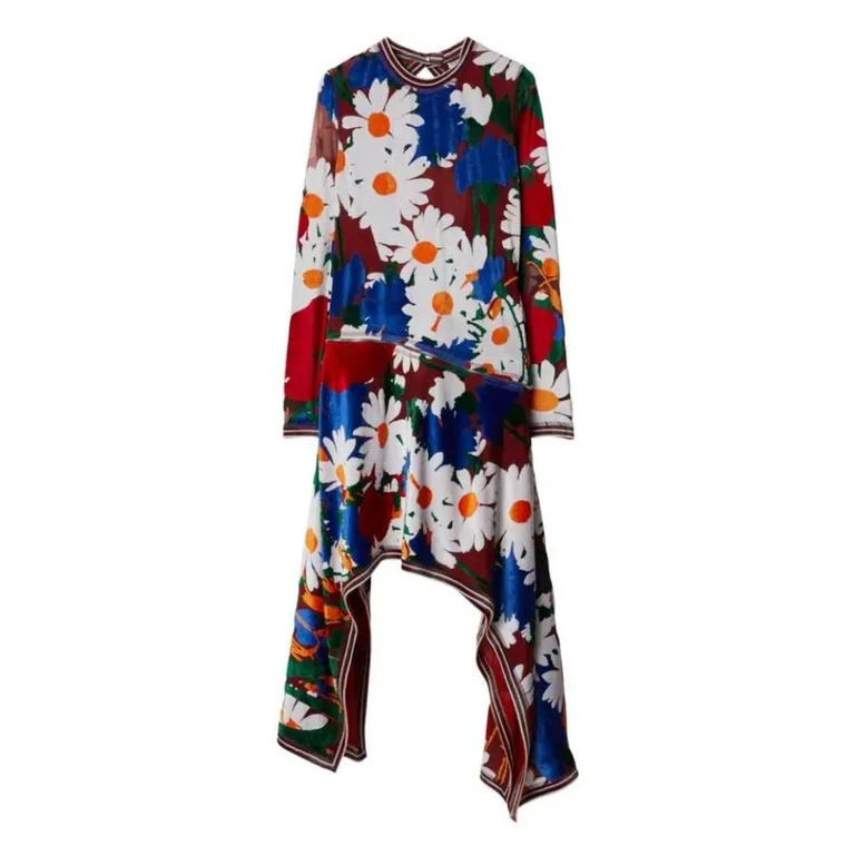 Burberry Daisy Garden Print Velvet Dress