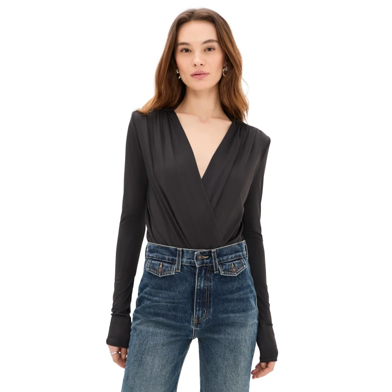 Favorite Daughter The Slinky Date Thong Bodysuit Espresso L