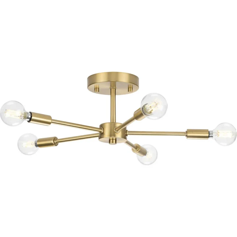 Brushed Bronze Five Light Semi-Flush Mount from the Delayne Collection