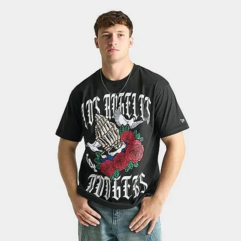 Men's Los Angeles Dodgers MLB Dove Graphic T-Shirt in Black Size: Small