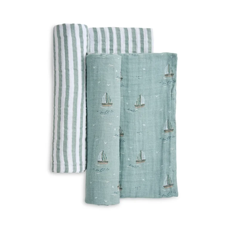Aden and Anais Boys' Cotton Muslin Swaddle Blankets, 2 Pack