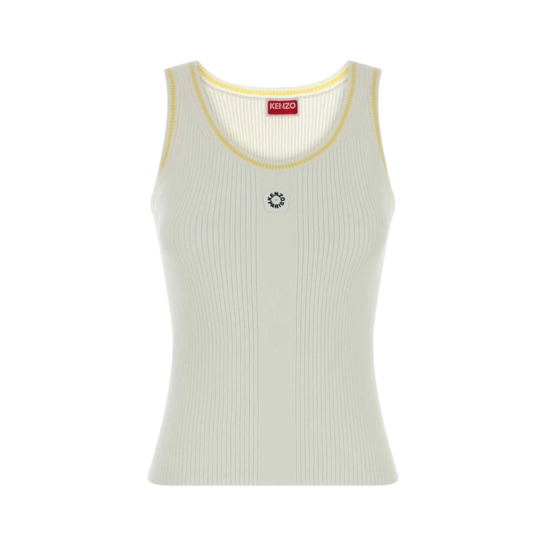 Kenzo White Viscose Blend Tank Top Offwhite Exterior: Polyester Maglie - Women