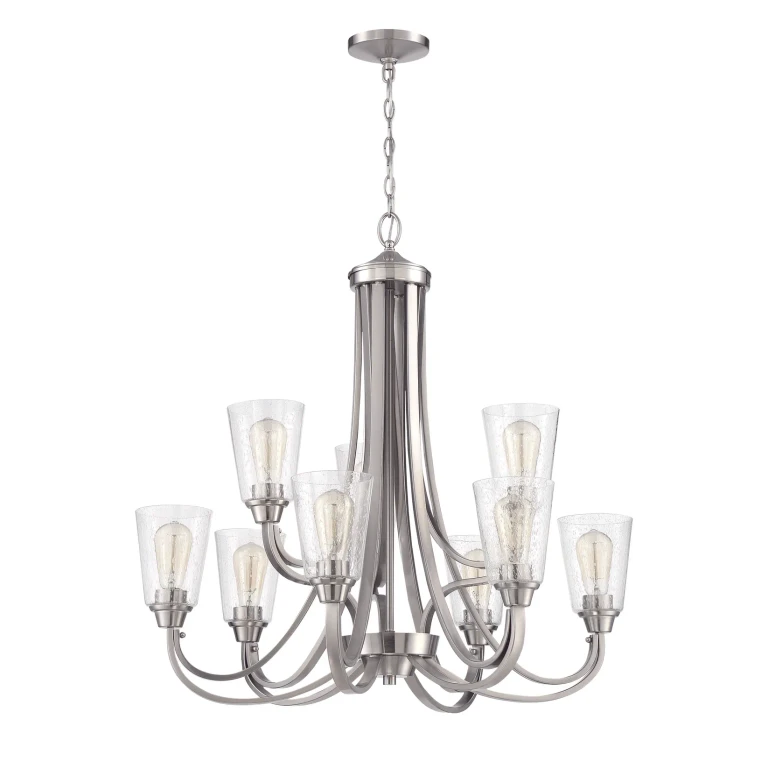 Grace 9-Light Transitional Chandelier in Brushed Polished Nickel