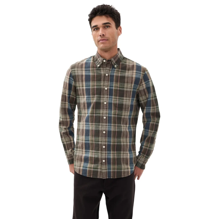 Taylor Stitch The Jack Button Down Shirt Deep Sea Twist Waffle 42