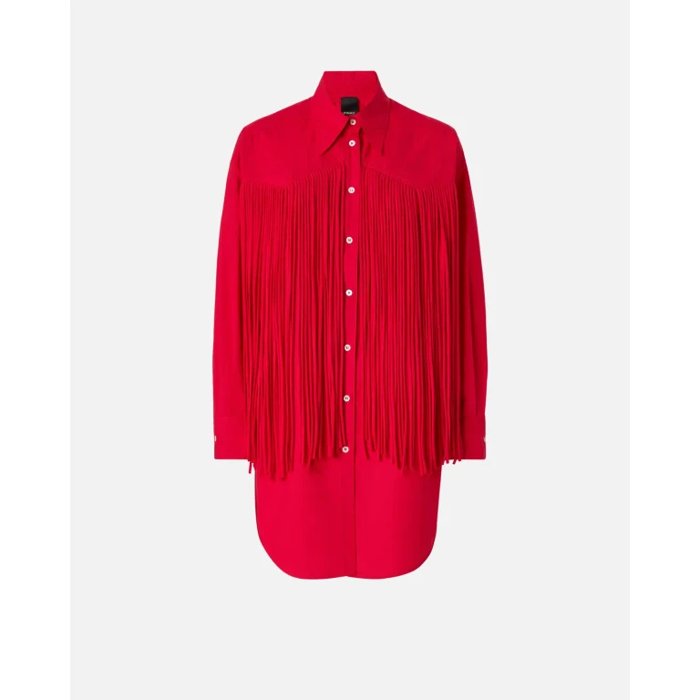 Pinko Vestido camisero corto con flecos