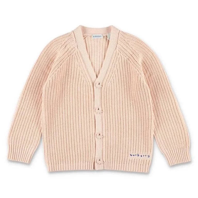 Burberry Girls Pale Cameo Chunky Knit Cardigan