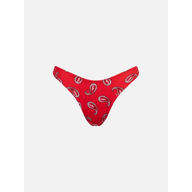 MC2 Saint Barth Red Naomi Cheeky Swim Briefs With Paisley Print