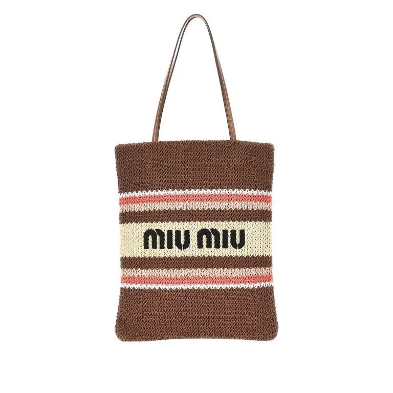 Sac cabas Miu Miu en fils tressés multicolores