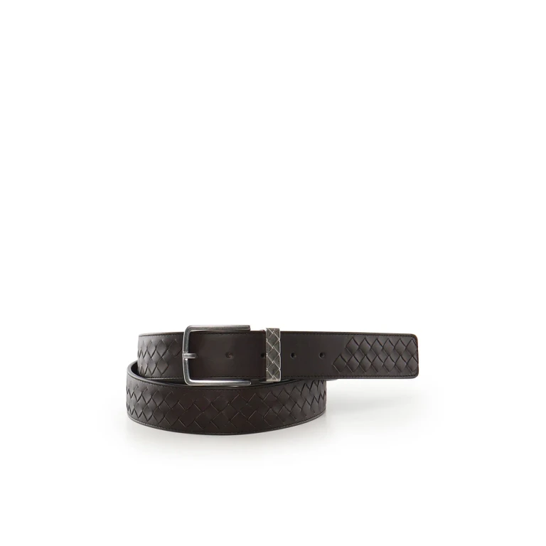 Woven Calfskin Leather Belt with Pin Buckle (843902V5XN12145)