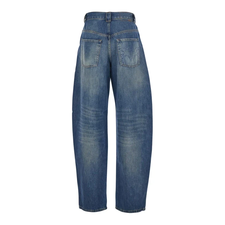 Pinko Blue Jeans With Belt Loops And Distressed Effect In Denim Femme