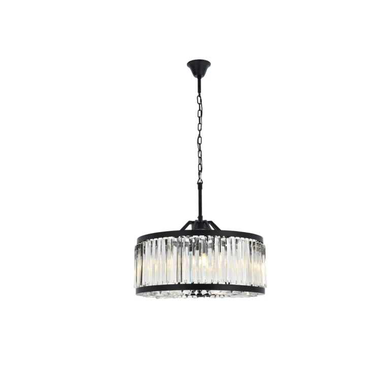 Matte Black Eight Light Chandelier from the Chelsea Collection