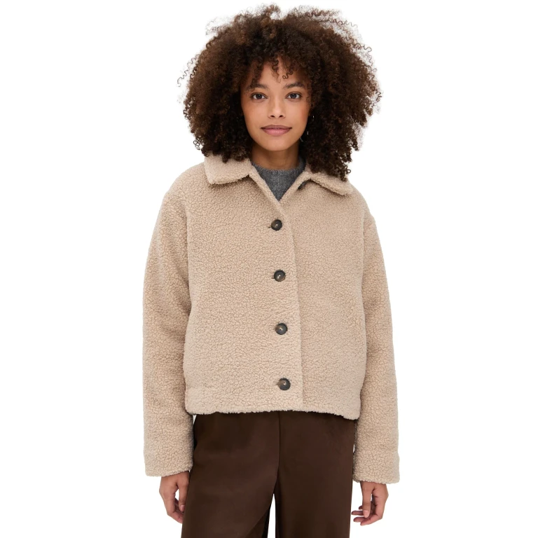 Vince Collared Sherpa Jacket Marzipan S
