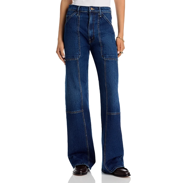 Mother The Lasso Utility Sneak High Rise Jeans in Shine On