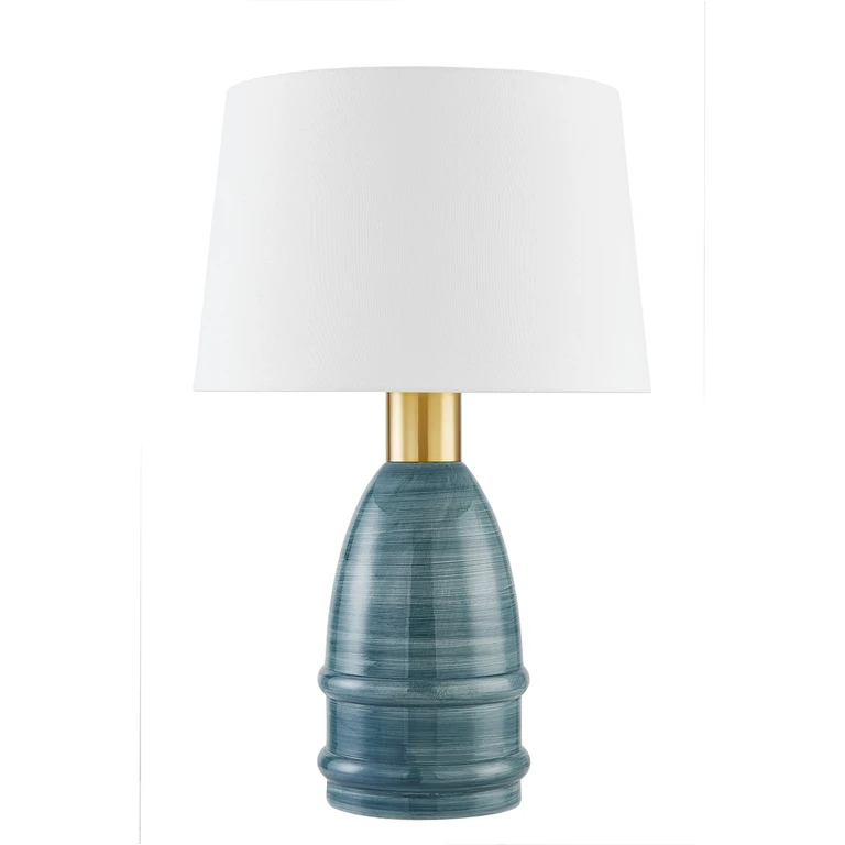 Tenley 1-Light Table Lamp in Aged Brass with Ceramic Inchyra Blue