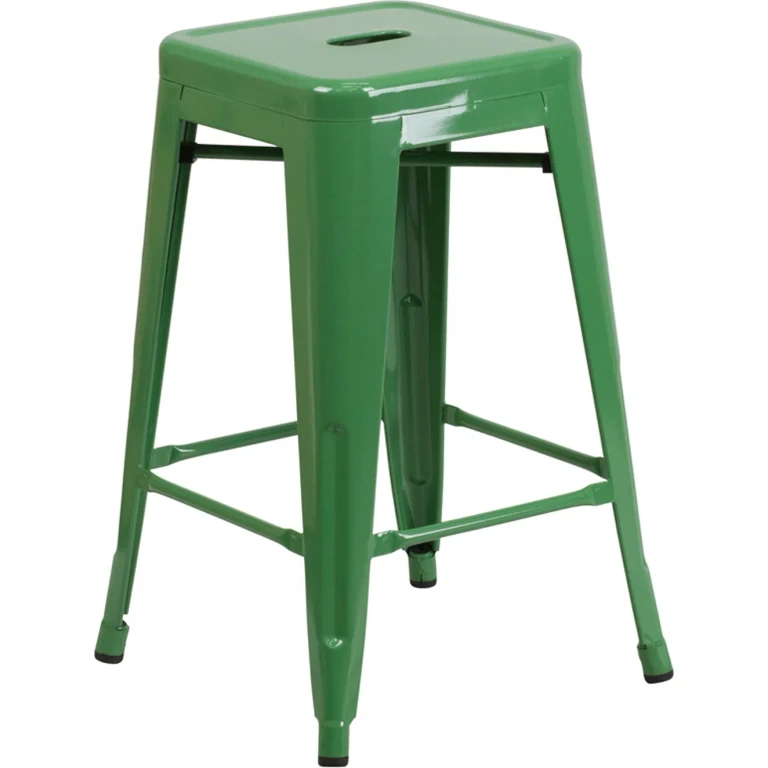Green Metal Stackable Counter Height Stool