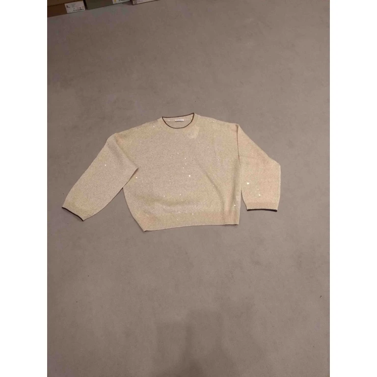 Cucinelli Giro Ml Nude & Neutrals Linen/flax Sweater - Women